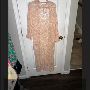 POL Cream and Orange Knit Duster